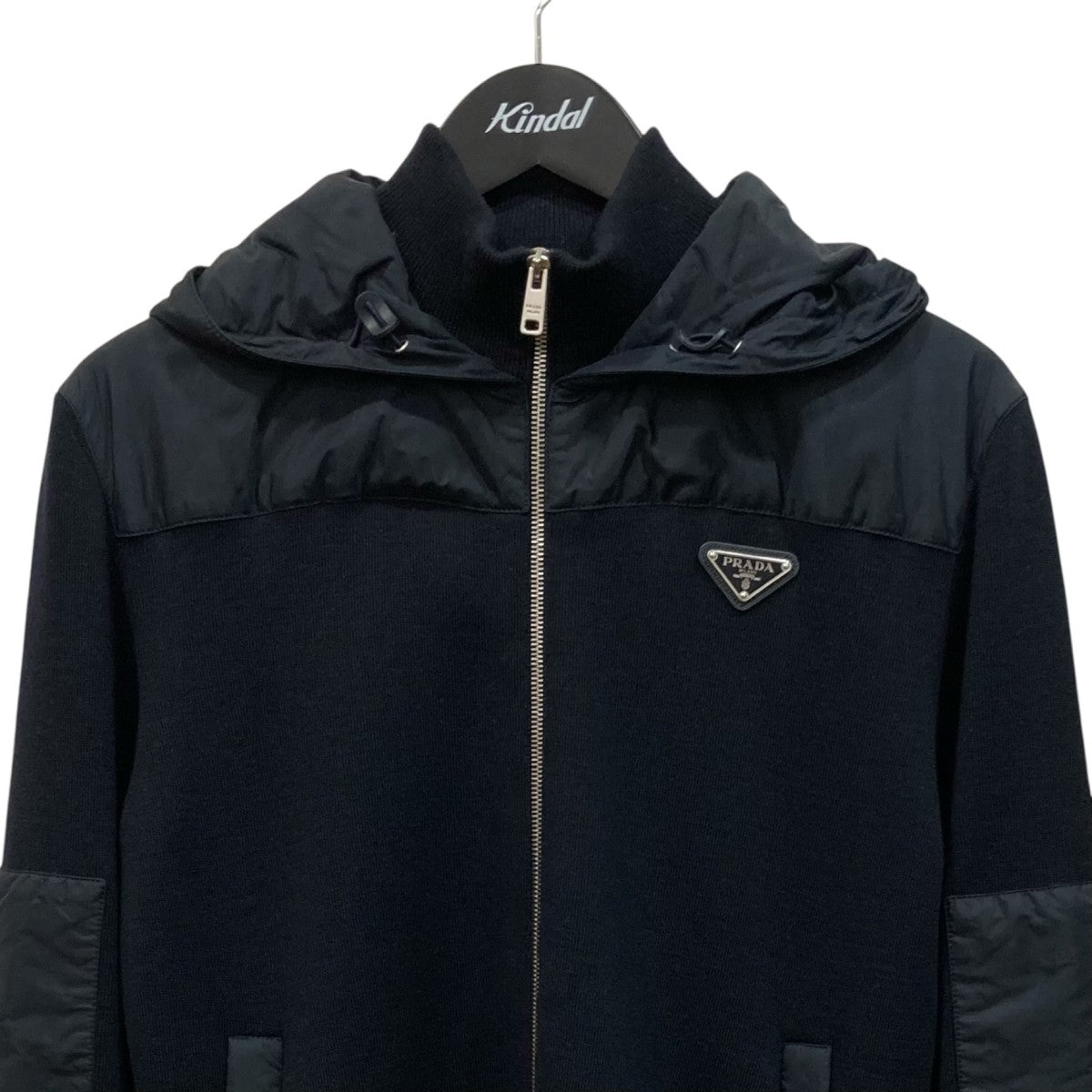 PRADA(プラダ) ナイロンニット切替 ジップアップジャケットニット