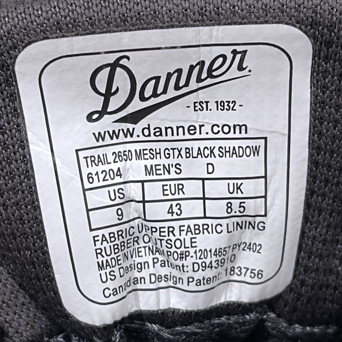 Danner スニーカー TRAIL 2650 MESH GTX トレイル 2650 メッシュ ゴアテックス 61204 古着・中古-8枚目のアイテム画像