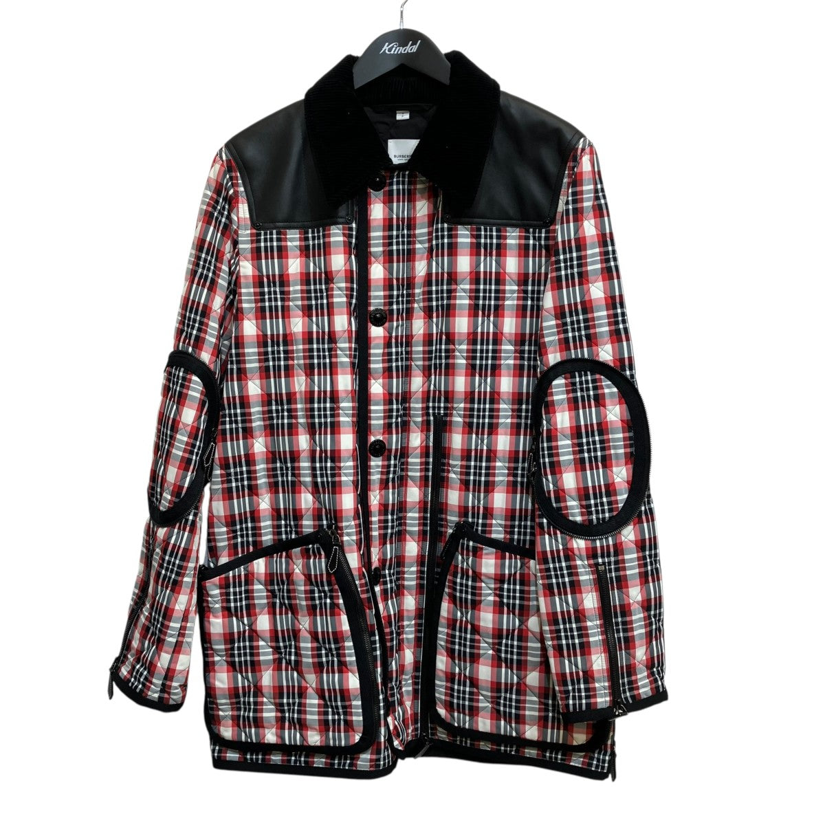 BURBERRY Bright Red Check Diamond-Quilted Barn Jacketキルティングジャケット4559398 古着・中古-1枚目のアイテム画像