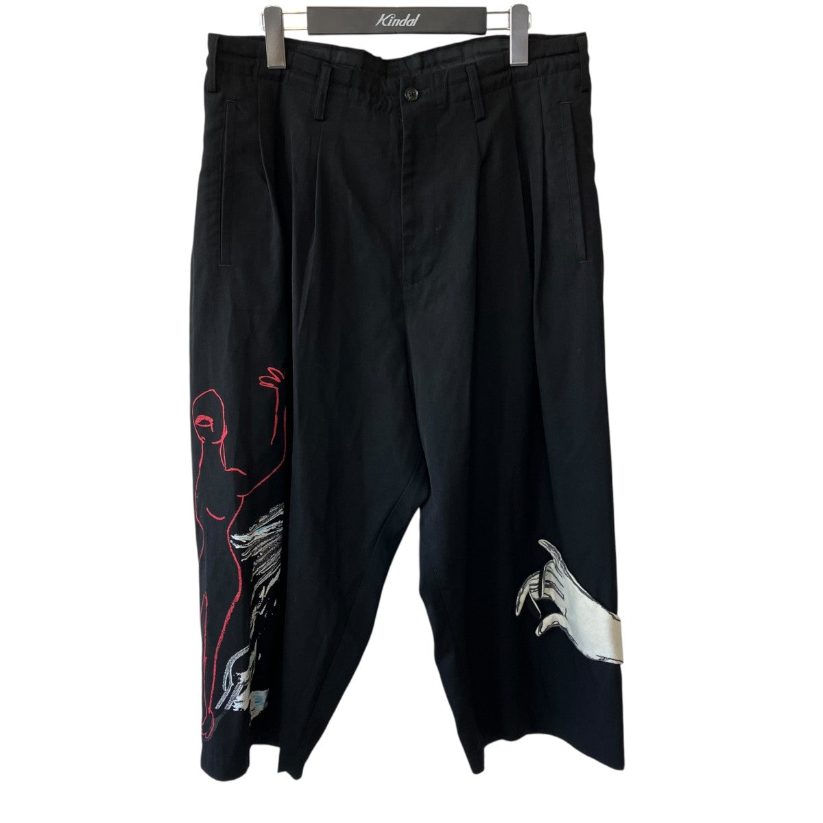 Yohji Yamamoto pour homme × 朝倉優佳 ORIGINAL ART MOTIF HAND PATCHトラックパンツHG-P70-815 古着・中古-1枚目のアイテム画像