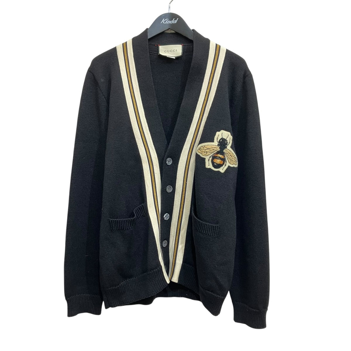 GUCCI(グッチ) Beeニットカーディガン456883 456883 ホワイト×ブラック