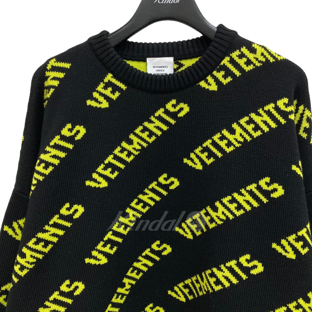 VETEMENTS(ヴェトモン) 21AW Monogram Knit クルーネックニット UA52KN600B UA52KN600B  ブラック×イエロー サイズ XS｜【公式】カインドオルオンライン ブランド古着・中古通販【kindal】