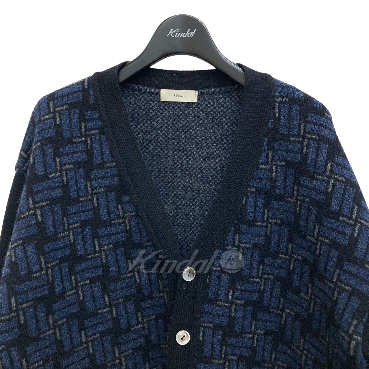 STEAF．(スティーフ) TILE CHECK CARDIGAN カーディガン S23AW-K03 ブラック×ブルー サイズ  L｜【公式】カインドオルオンライン ブランド古着・中古通販【kindal】