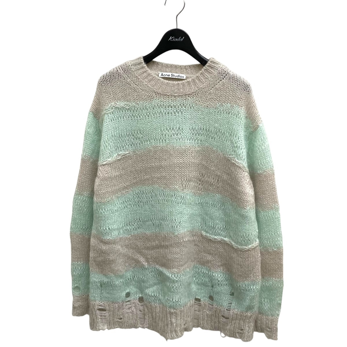 ACNE STUDIOS(アクネストゥディオズ) ダメージクルーネックセーターニットFN-WN-KNIT000347 FN-WN-KNIT000347  グレー×ミント サイズ XS｜【公式】カインドオルオンライン ブランド古着・中古通販【kindal】