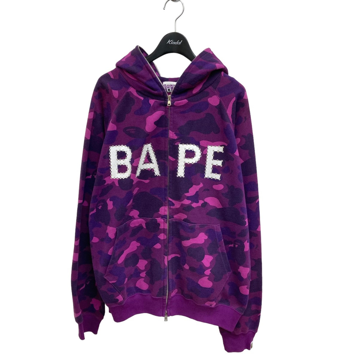 A BATHING APE(アベイシングエイプ) 00s BAPEロゴ ラインストーンフーディー パープル サイズ M｜【公式】カインドオルオンライン  ブランド古着・中古通販【kindal】