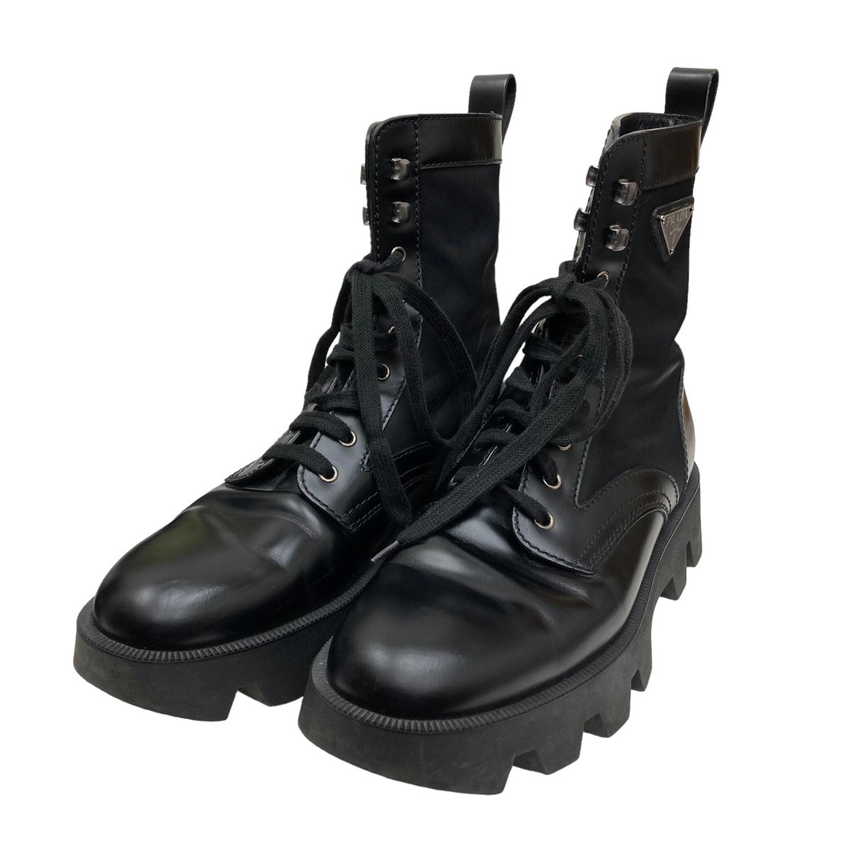 PRADA(プラダ) ロゴプレートレースアップブーツ2UE006 2UE006 PRADA(プラダ) ロゴプレートレースアップブーツ2UE006 2UE006