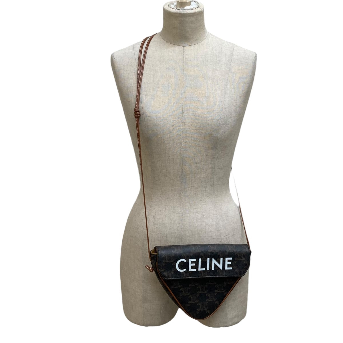 CELINE(セリーヌ) トリオンフキャンバス CELINEプリント トライアングルバッグショルダーバッグ