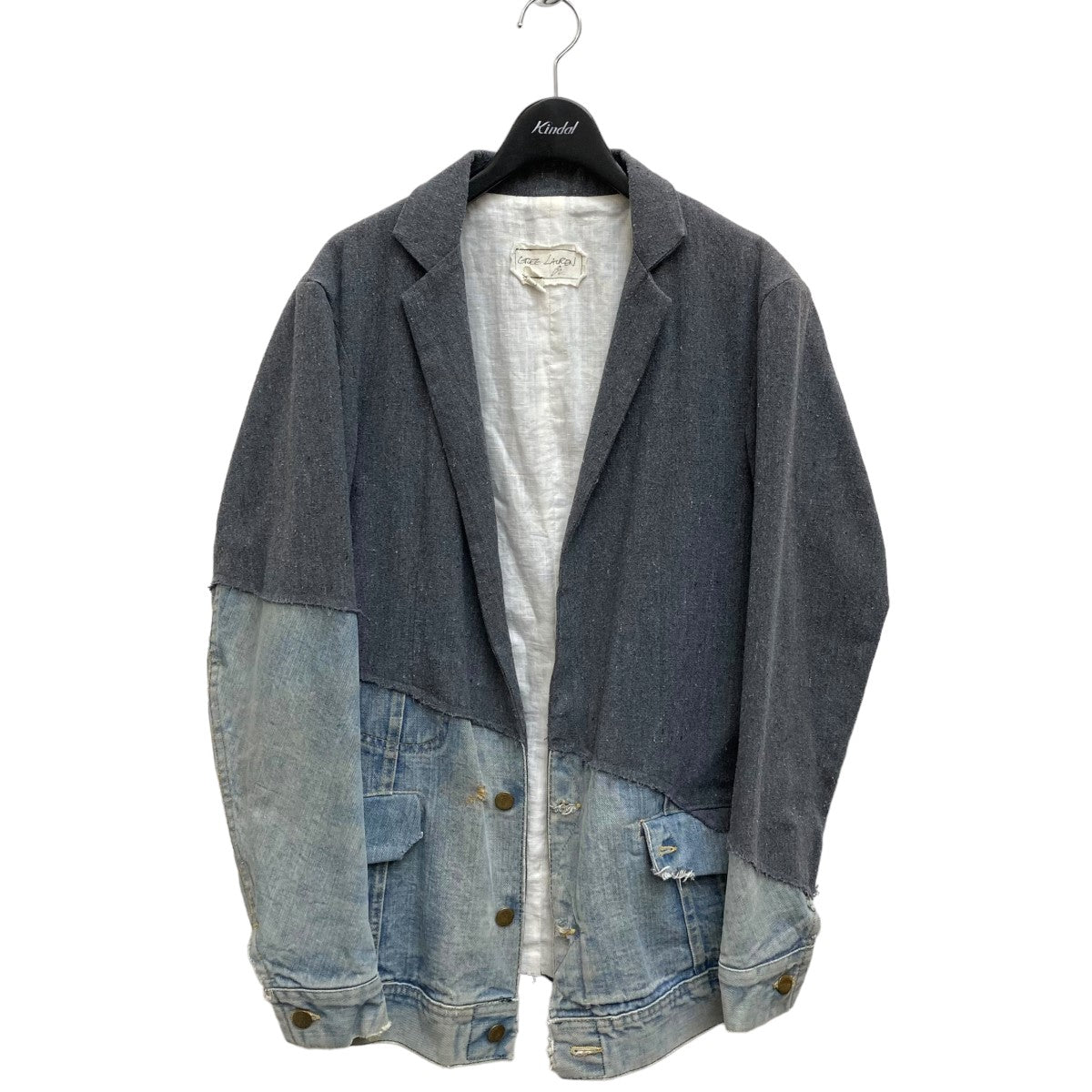 GREG LAUREN(グレッグローレン) CHARCOAL CROTH VINTAGE DENIM FAUX SUSPENDER  DICKENSジャケット11E-303 C-49 A-38