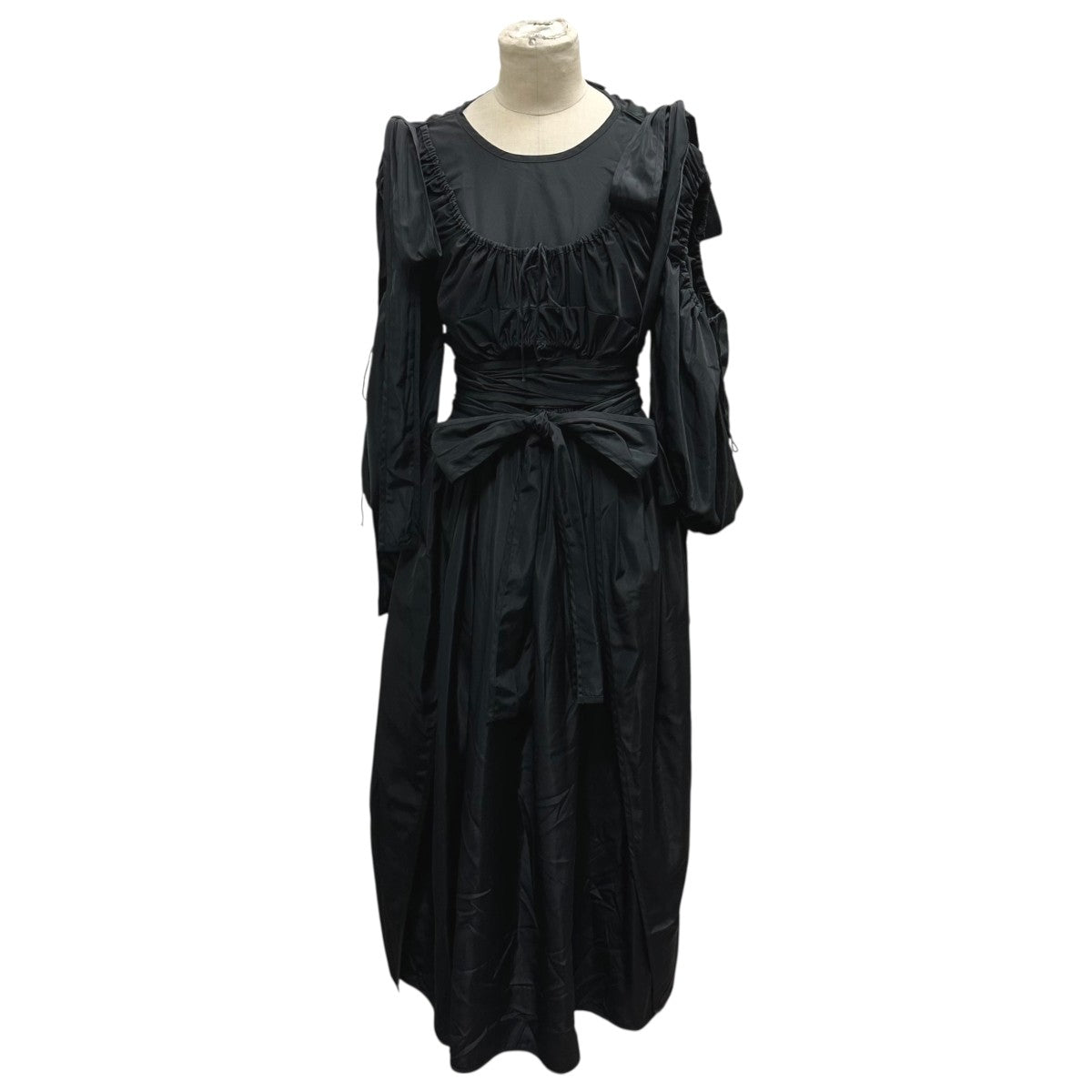 CECILIE BAHNSEN / PRIMROSE ブラックドレス　コットン Cecilie Bahnsen(セシリーバンセン) 「PRIMROSE DRESS」ギャザー