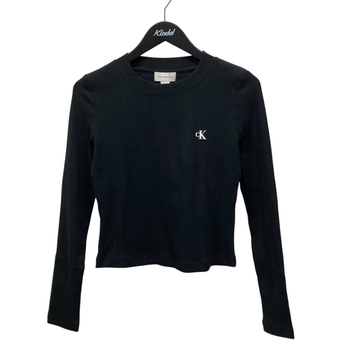 カルバンクラインジーンズ   Jeans CKロゴリブロングスリーブベビーTシャツ J224783 ブラック サイズ：S Calvin Klein tシャツ CKロゴリブロングスリーブベビーTシャツ