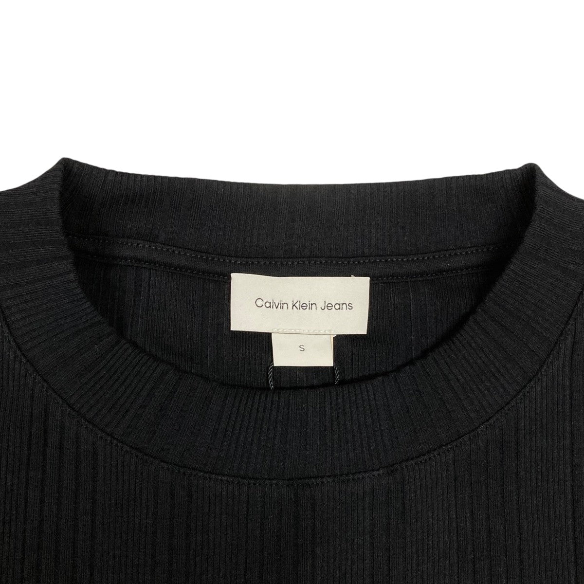 カルバンクラインジーンズ   Jeans CKロゴリブロングスリーブベビーTシャツ J224783 ブラック サイズ：S Calvin Klein Jeans(カルバンクラインジーンズ) CKロゴリブ