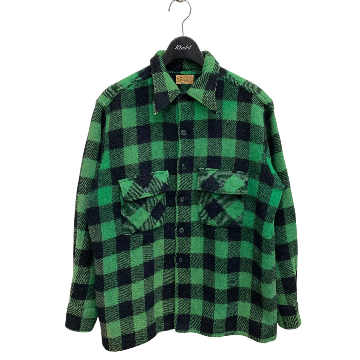 40S 筆記体タグ Check Patterned Wool Shirtチェックオープンカラーシャツ
