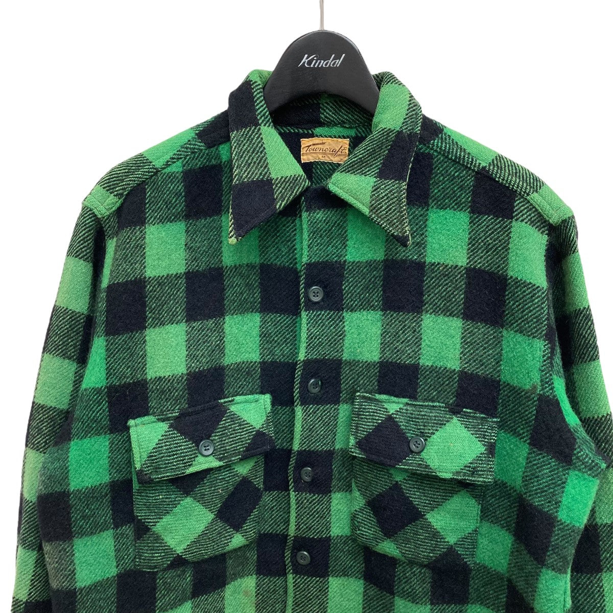 40S 筆記体タグ Check Patterned Wool Shirtチェックオープンカラーシャツ