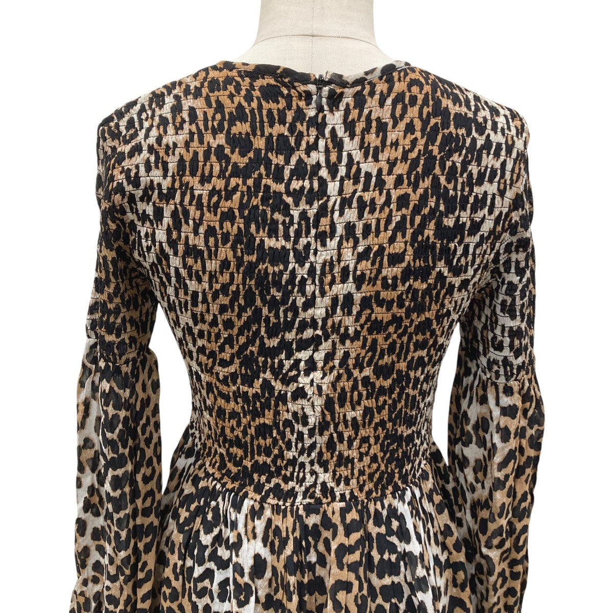 Ganni(ガニー) レオパード長袖ワンピースBJ.C6041 BJ.C6041 ブラウン