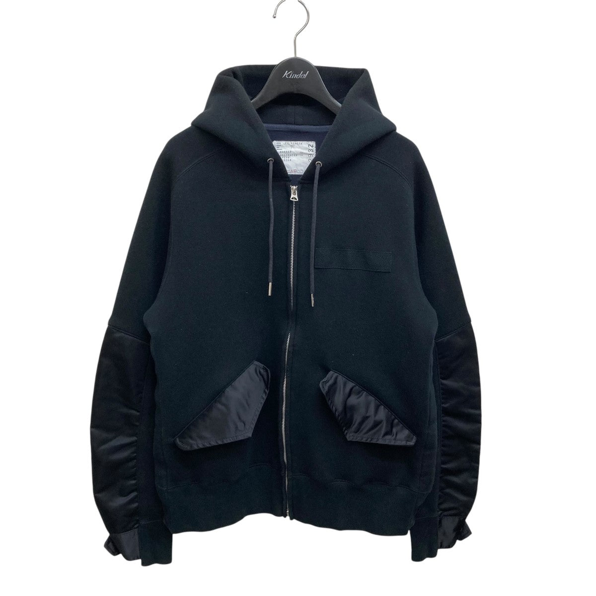 sacai(サカイ) Nylon Twill Mix Sponge Sweat Blousonジップアップパーカー22-02932M  22-02932M ブラック サイズ 1｜【公式】カインドオルオンライン ブランド古着・中古通販【kindal】