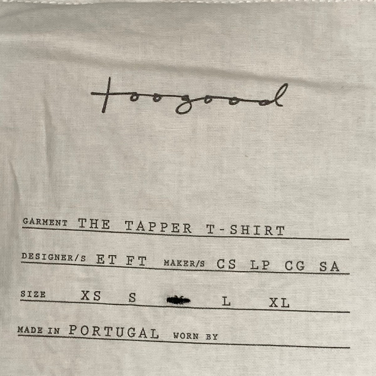 toogood(トゥーグッド) THE TAPPER T-SHIRT半袖Tシャツ