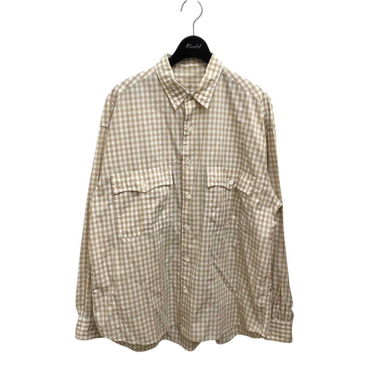 Porter Classic(ポータークラシック) ROLL UP SHIRTチェック長袖シャツ ホワイト×ベージュ サイズ M｜【公式