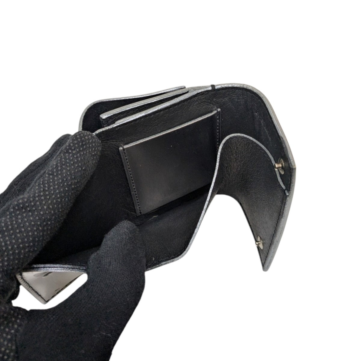 ebagos エバゴス ウォレットショルダー　バッグ　ポシェット　財布　シルバー ebagos エバゴス 牛革ソフトショルダーベルト付き籐付き長財布