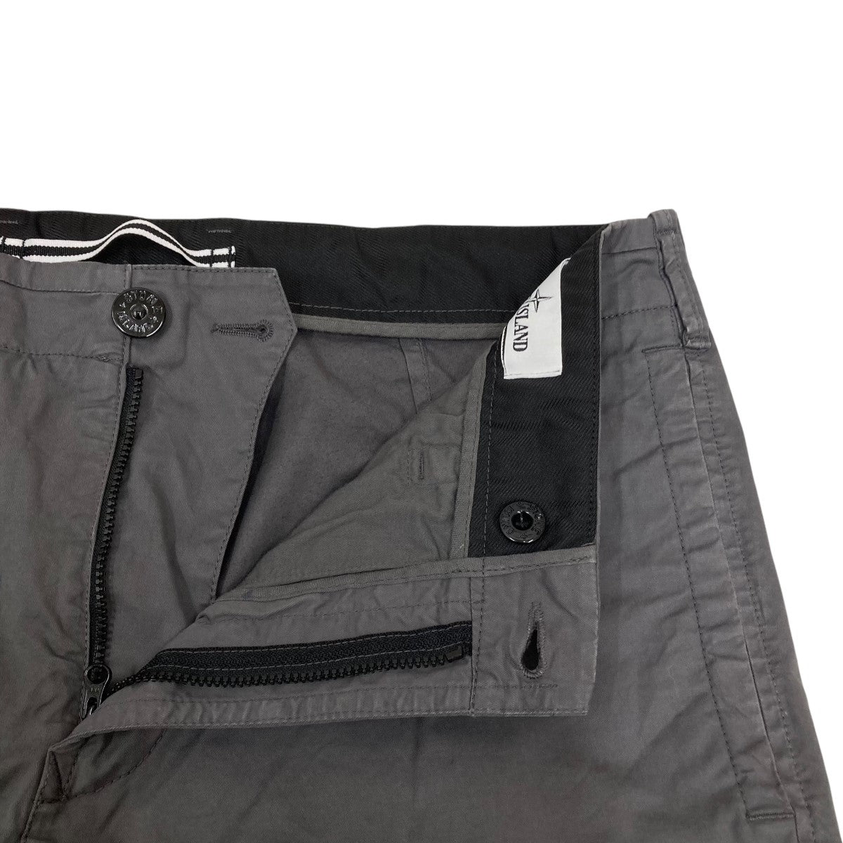 90s ストーンアイランド　ビンテージストレートコットンパンツ　ロゴ　グレー STONE ISLAND : コットンストレートパンツ パンツ