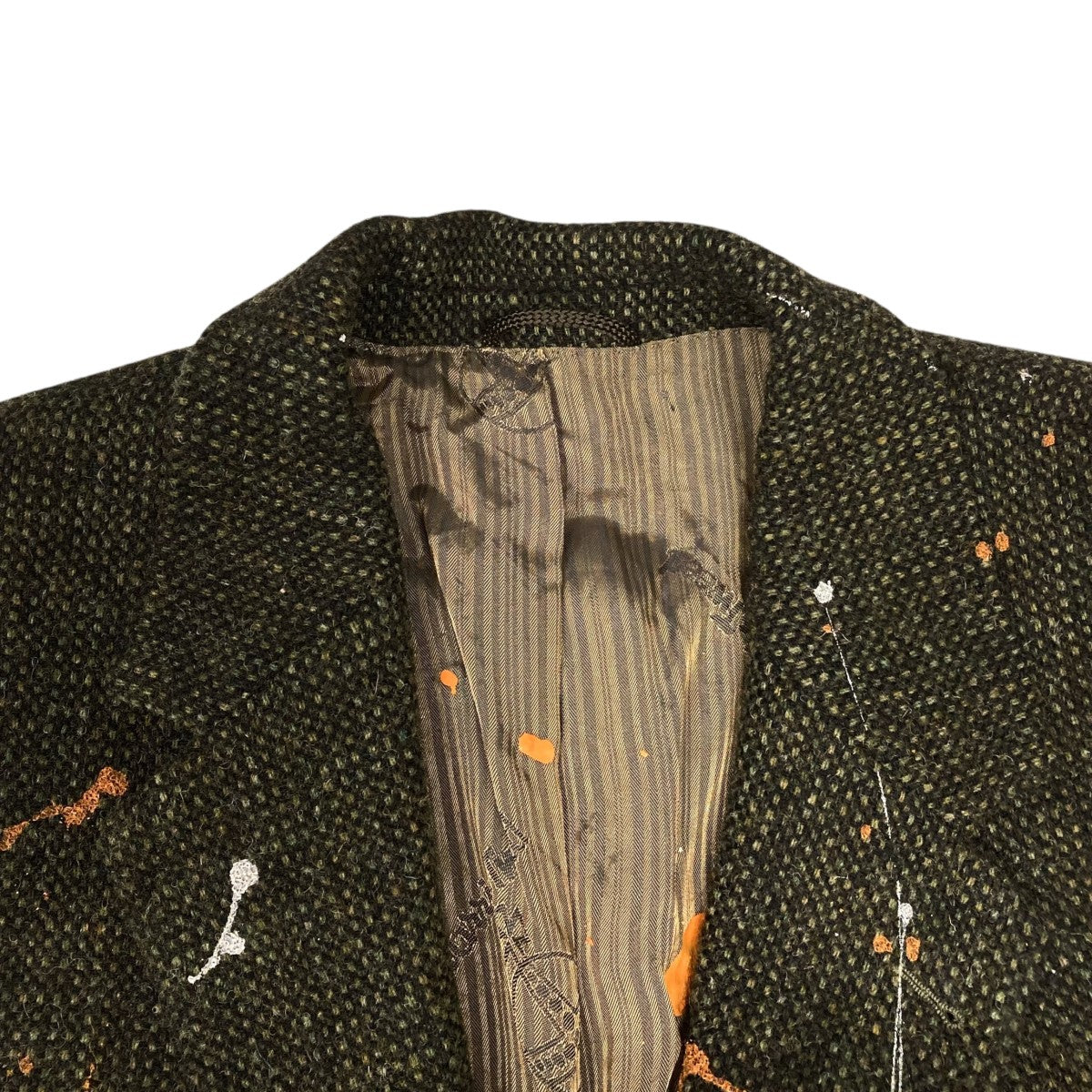 BARUTTI×Harris Tweed ペンキ加工テーラードジャケット グリーン