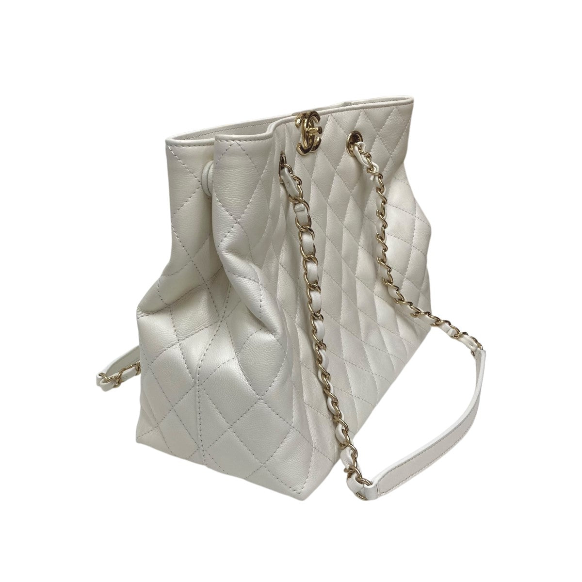 CHANEL シャネル　キャビアスキン　プラスチック　ハンドバック　ホワイト　白 CHANEL シャネル 白 キャビアスキン ミニマトラッセ シングル