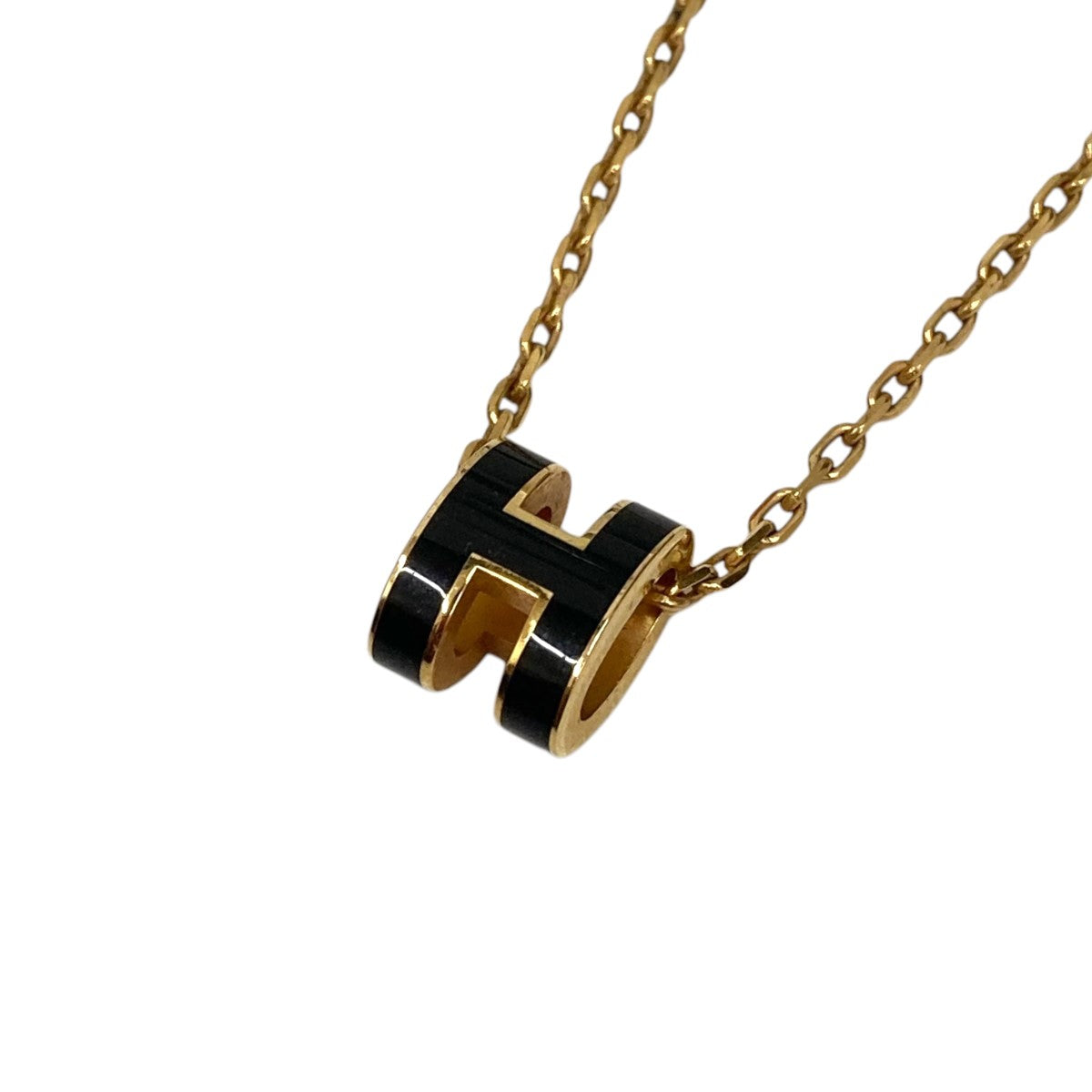 V*n様 HERMES ポップアッシュ ペンダント H ブラック ゴールドカラー HERMES エルメス ネックレス ポップアッシュ ブラック×ゴールド