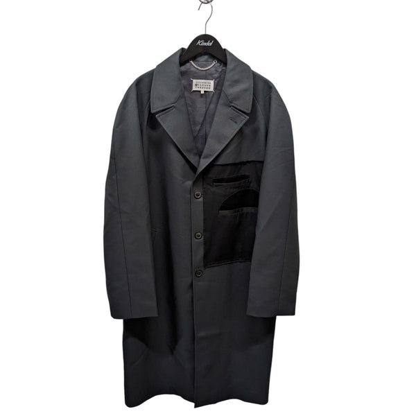 【美品】Maison Margiela ツイル シングルブレストコート　黒　44 Maison Margiela(メゾンマルジェラ) 21AW Memory of ツイル シングル