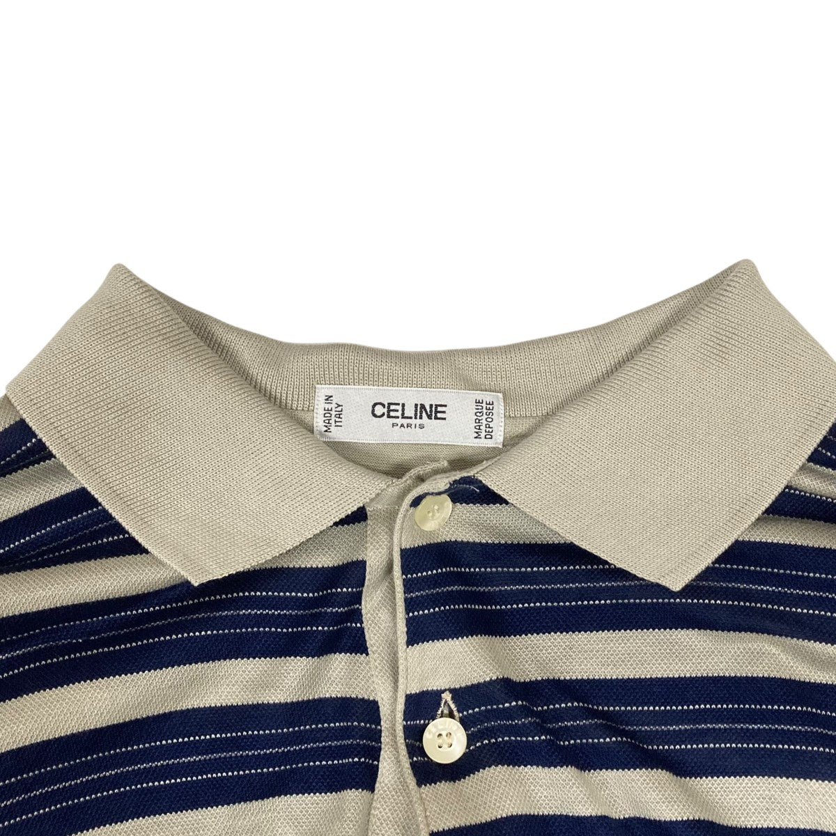 CELINE(セリーヌ) ポロシャツ ベージュ×ネイビー サイズ M