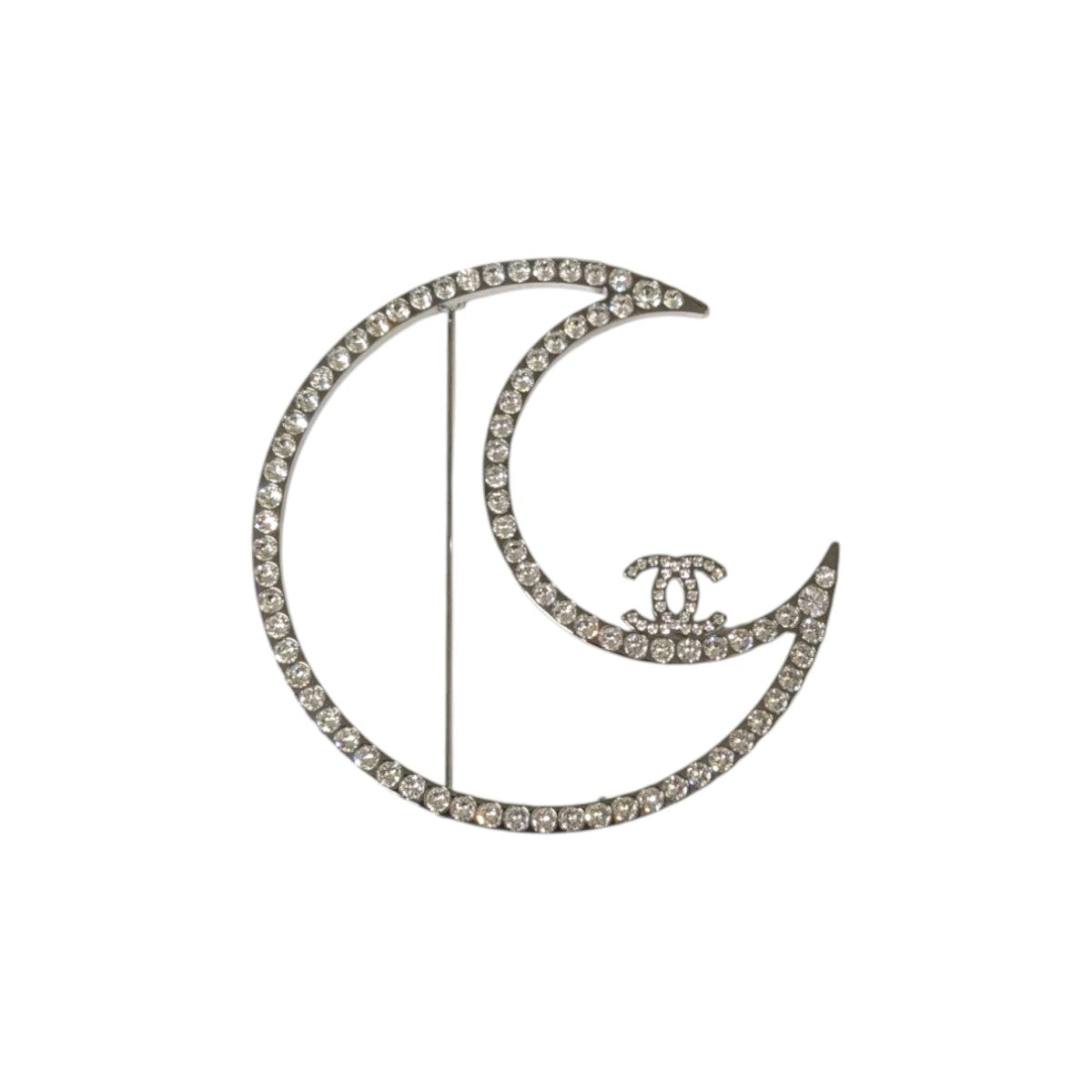 CHANEL(シャネル) ココマーク ラインストーン ムーンブローチ シルバー
