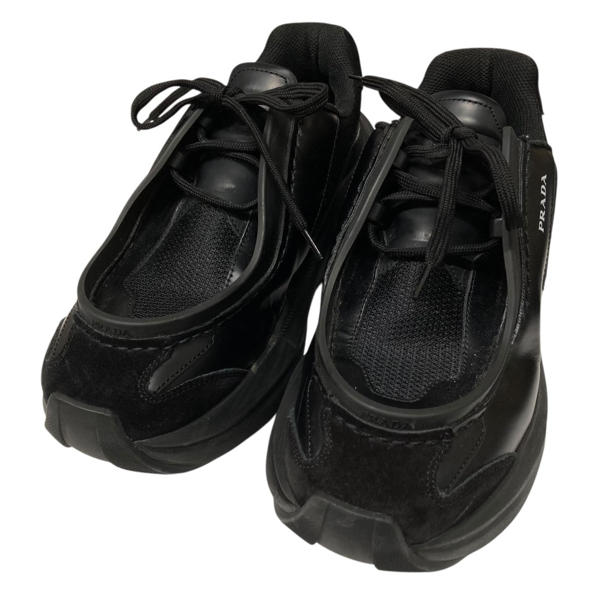Prada: Women's Brushed Leather Lace-Up Shoes (Nero) | DSMNY