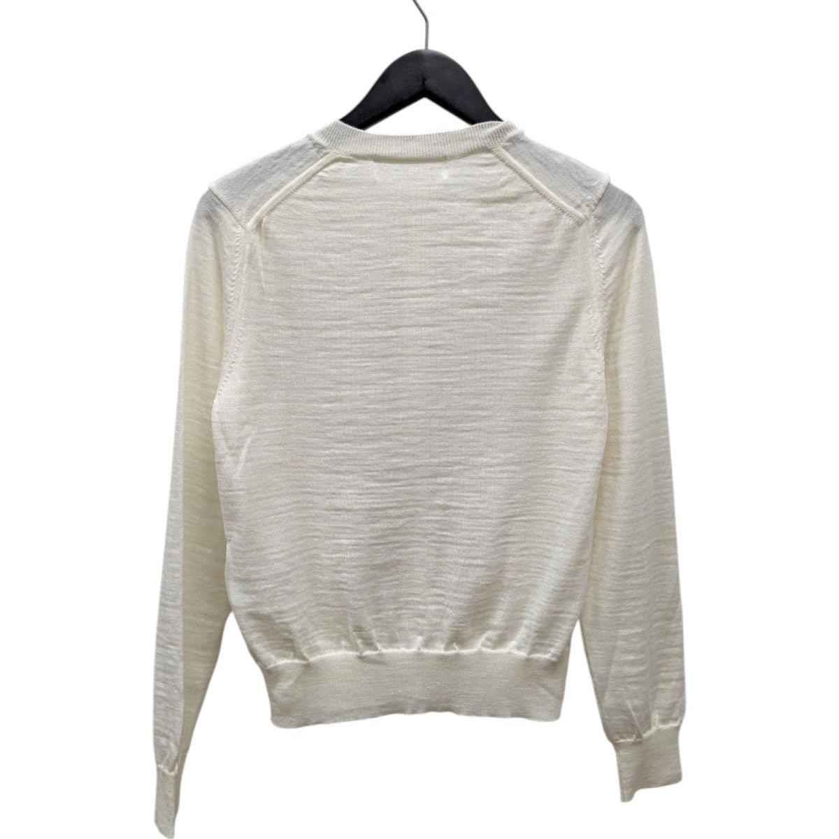 PLAY COMME des GARCONS◆クルーネックカーディガン/L/ウール/NVY/AZ-N007 プレイ コムデギャルソンクルーネックカーディガン ベージュ ハート Lサイズ