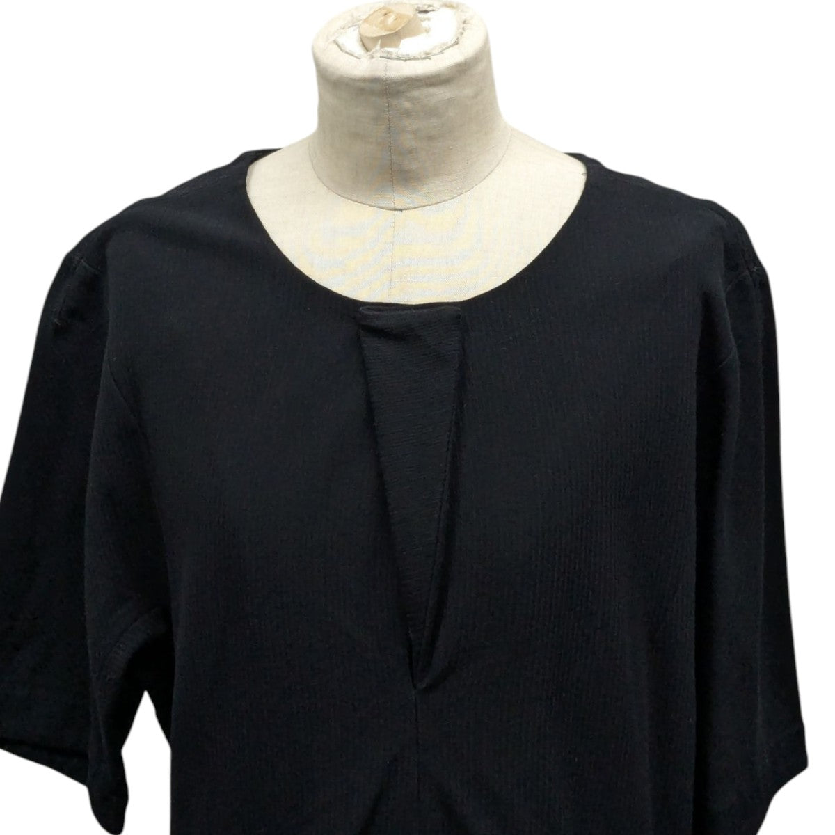 Jil Sander　サイドオープンコクーンワンピース　36サイズ　黒×ネイビー oda-0416_001.jpg