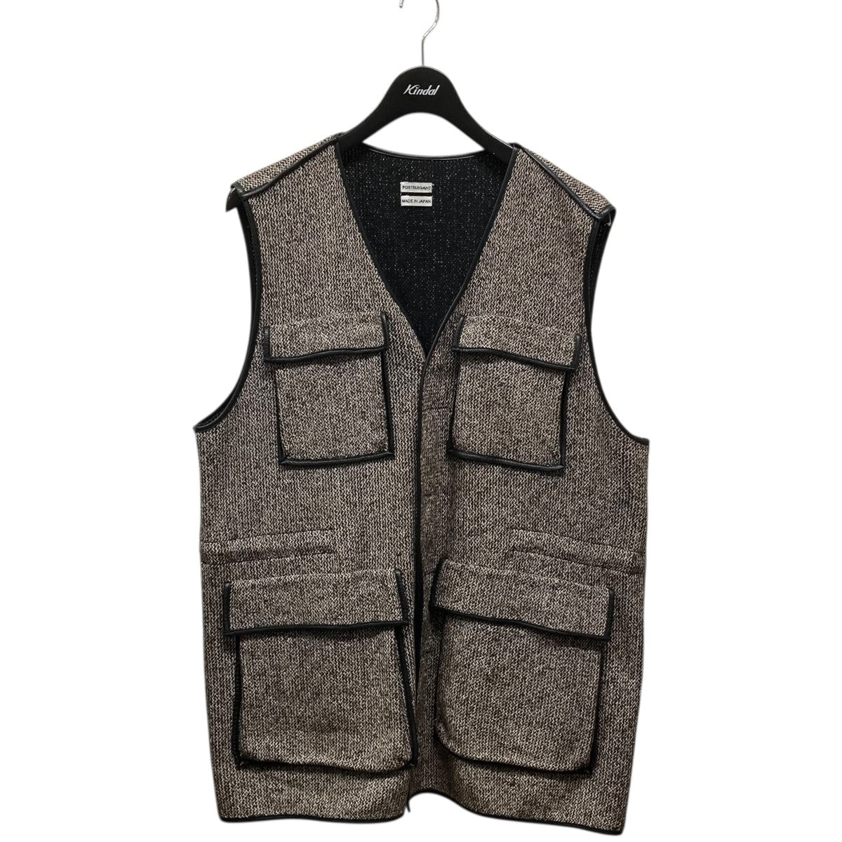 POSTELEGANT 22SS No.0289 Washi Wool Rever Vest 定価137500円 カバー付 ベスト ブラック レディース ポステレガント 2-0703M 197562 WOOL CASHMERE REVER VEST Mix Brown/Dark Brown | Dresswell