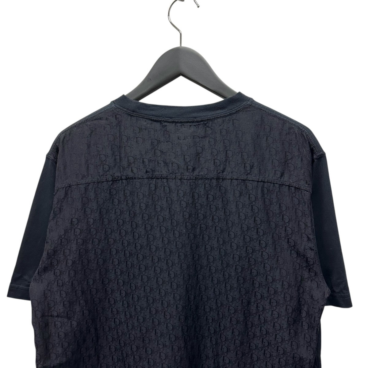 正規品 ディオール メンズ シルク 半袖シャツ　Tシャツ L オブリーク DIOR(ディオール) オブリークシルク切替オーバーサイズTシャツ