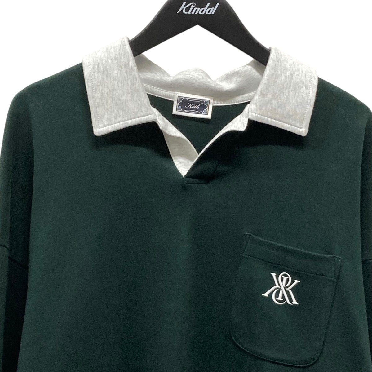 Kith グリーン　ポロワンピース Sサイズ 小さいサイズ】ソフトサテンウエストドロストワンピース /洗濯機