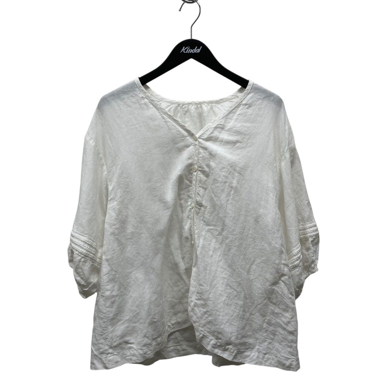 ネストローブ nest Robe 25SS リネンレーススリーブ 半袖ブラウス 01252-1145 ホワイト サイズ：F nest Robe(ネストローブ) 25SSリネンレーススリーブ半袖ブラウス