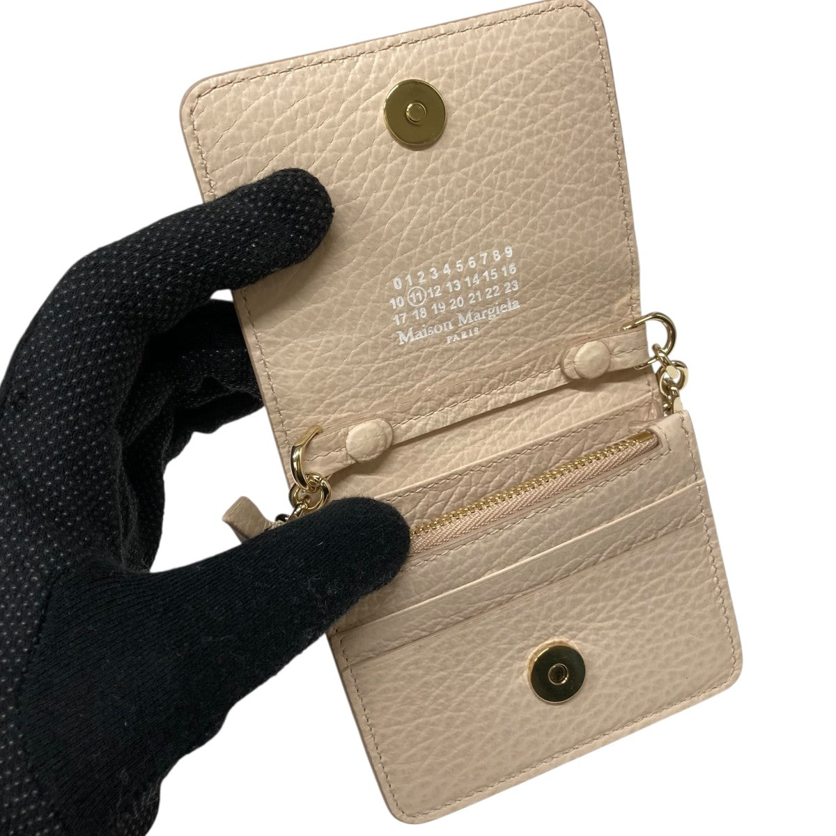 美品　メゾンマルジェラ　チェーンウォレット　ベージュ　バッグ　マルジェラ Maison Margiela メゾンマルジェラ 4ステッチチェーンウォレット