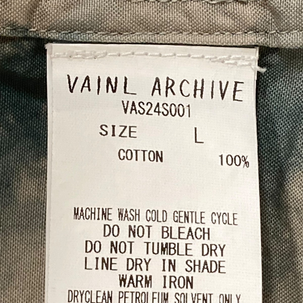 VAINL ARCHIVE(ヴァイナルアーカイブ) 24SS長袖シャツVAS24S001