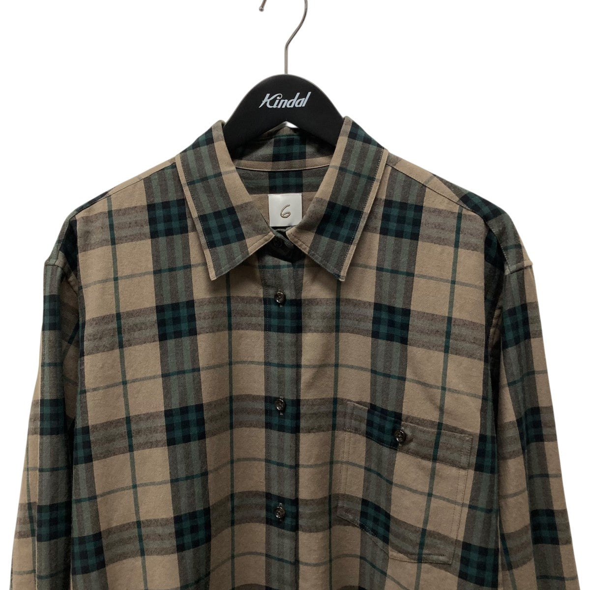 roku コットンチェックシャツ　ベージュ 6(ROKU)＞コットン チェック シャツ