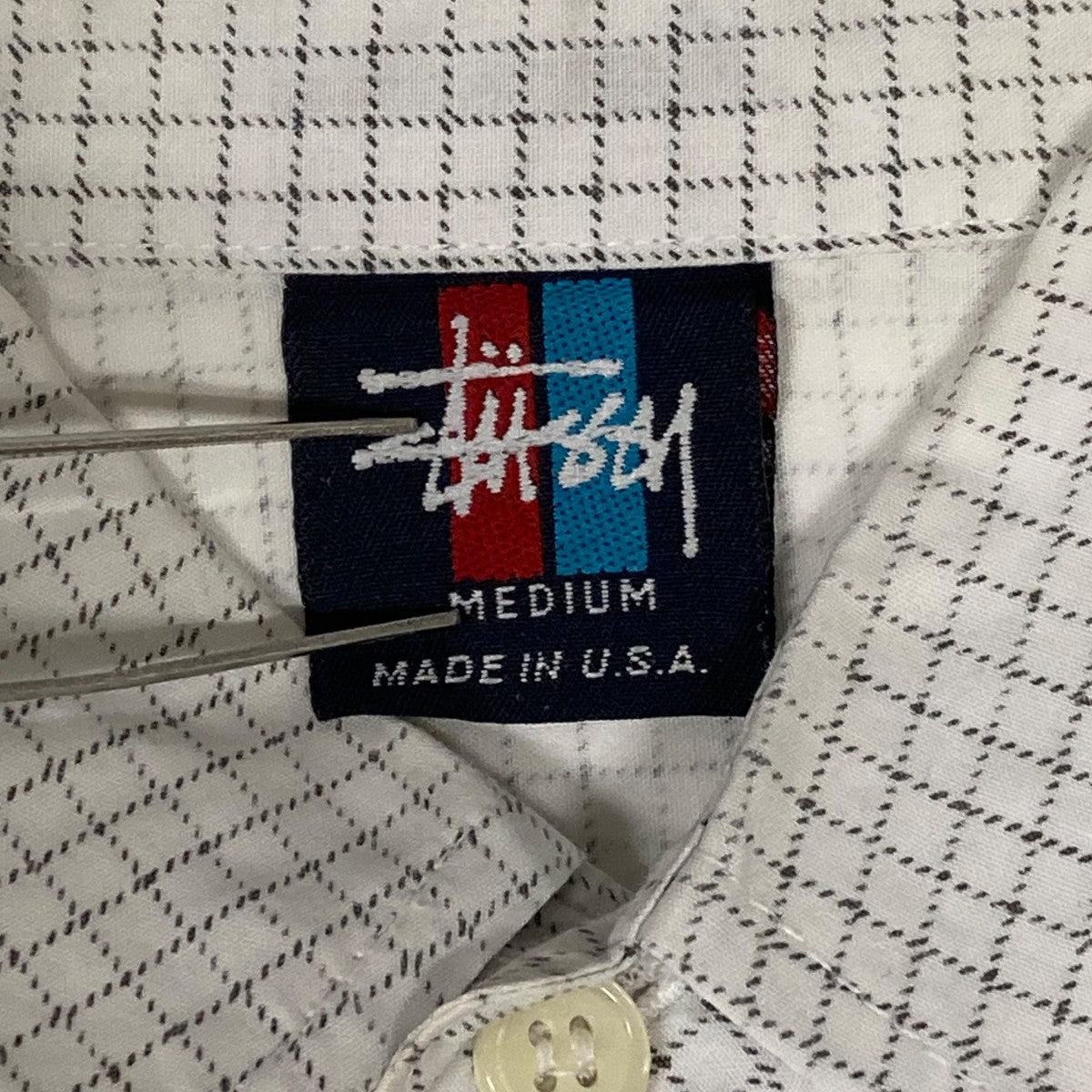 old stussy ギンガムチェック シャツ usa 刺繍ロゴ y2k 短丈 old stussy ギンガムチェック シャツ usa 刺繍ロゴ y2k 短丈