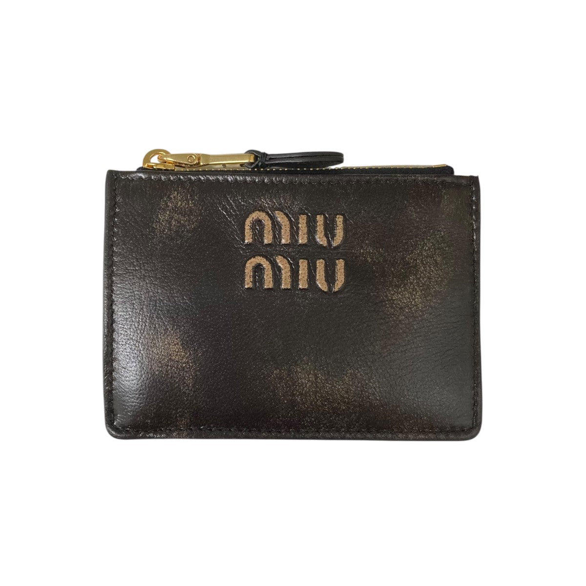 MIU MIU(ミュウミュウ) ナッパレザー カードケース ブラウン