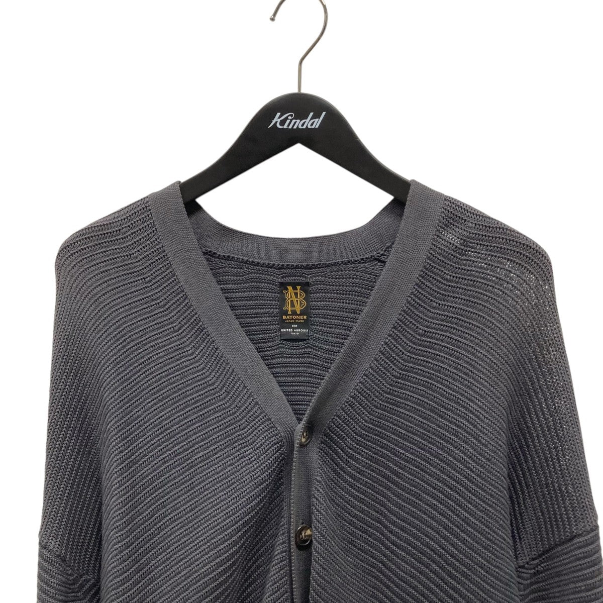 BATONER◆カーディガン(薄手)/1/コットン/GRY/BN-23FM-019 BATONER(バトナー) / カーディガン(薄手)/1/コットン/GRY/BN