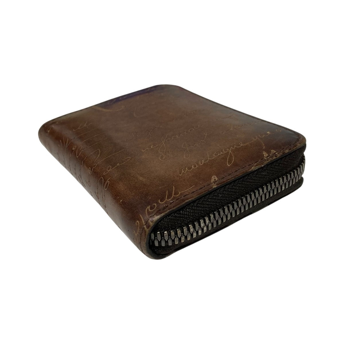 BERLUTI ダークブラウン コインケース ベルルッティワパ ジップ付き小銭入れ カリグラフィ ブラウン