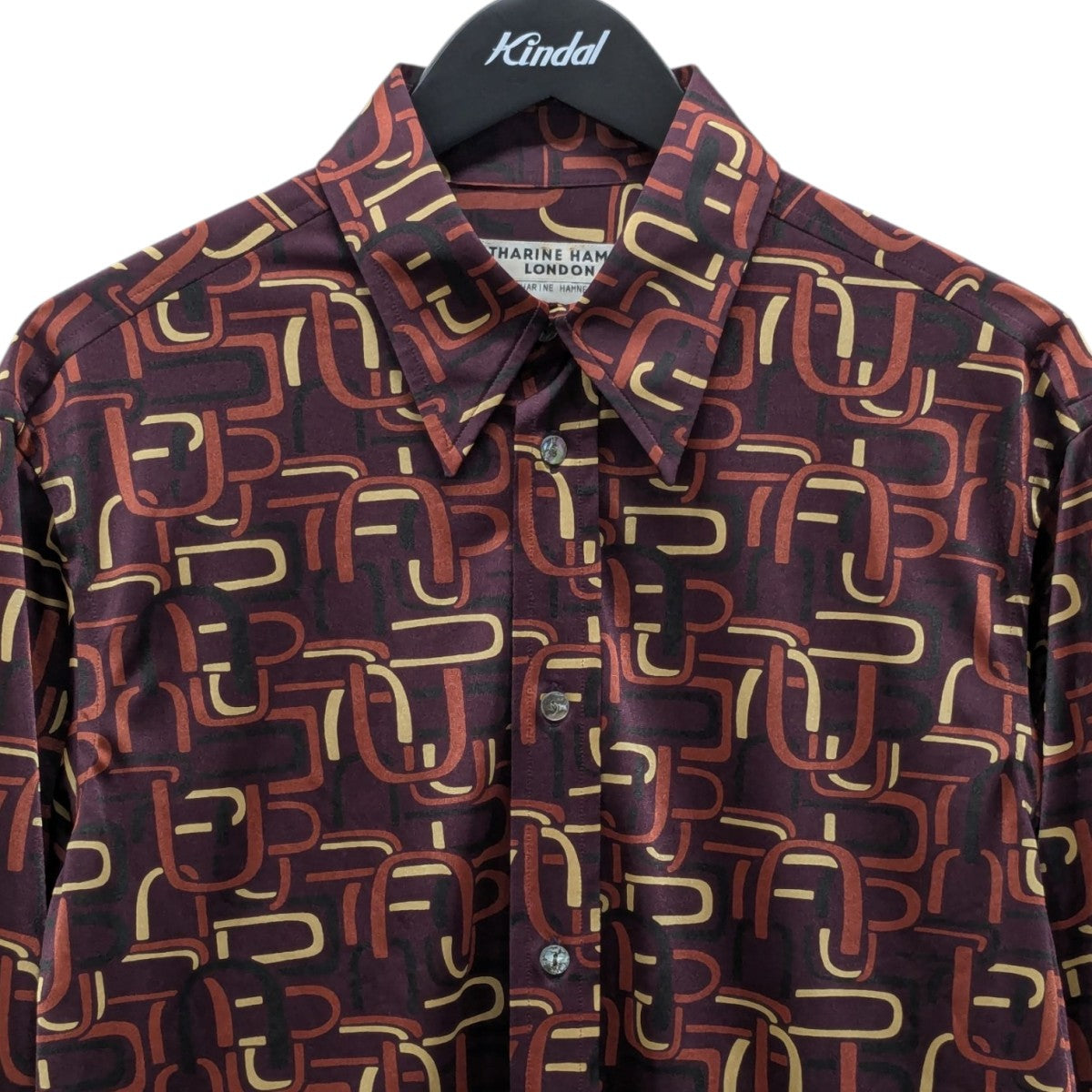 KATHARINE HAMNETT LONDON メンズシャツ 玉虫 カーキ 赤 KATHARINE HAMNETT LONDON メンズシャツ 玉虫 カーキ 赤