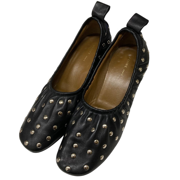 CELINE セリーヌ フィービーパンプス 37 CELINE(セリーヌ) フィービー期 スタッズバレーシューズヒールパンプス