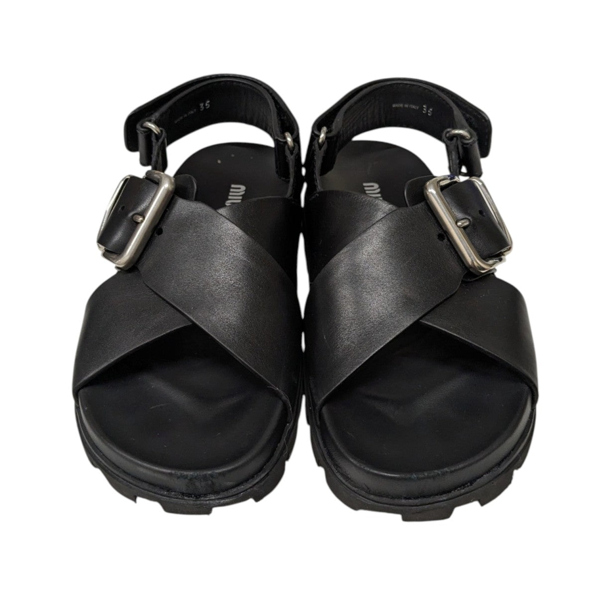 MIU MIU(ミュウミュウ) Smooth Leather Flat Sandalsレザー