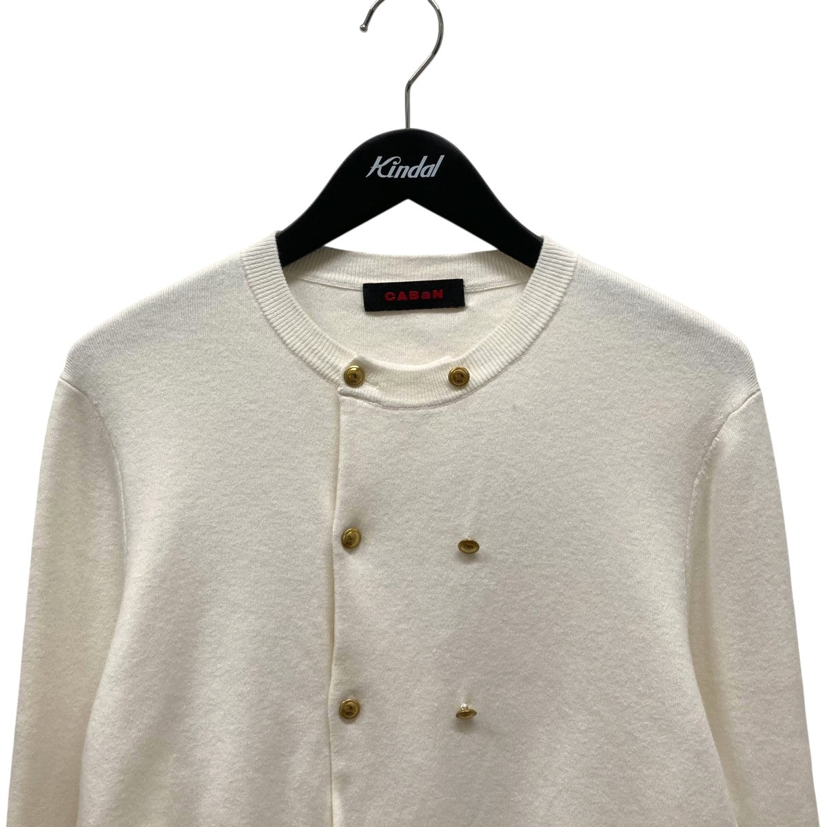 s*t様 caban キャバン　カーディガン S ホワイト　白　カシミヤ　レディ コットンカシミヤ パールポロカーディガン | CABaN/キャバン