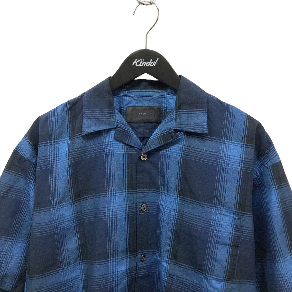 BEAMS the A Indigo Check Open Collar Shirt半袖シャツ25S-HE0103 古着・中古-3枚目のアイテム画像
