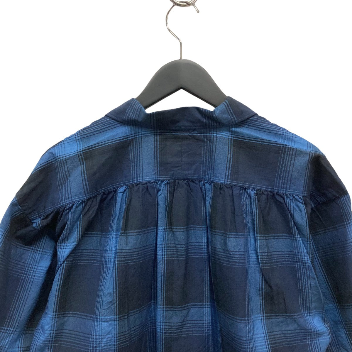 BEAMS the A Indigo Check Open Collar Shirt半袖シャツ25S-HE0103 古着・中古-4枚目のアイテム画像