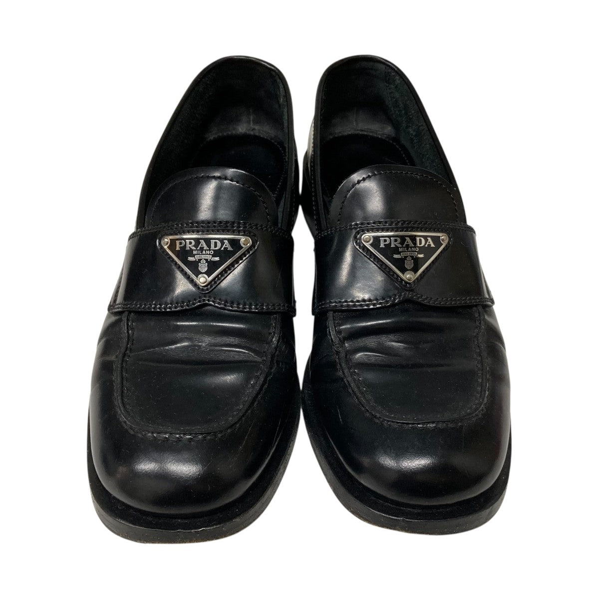 PRADA ローファー　37 プラダ チョコレート レザー ローファー 37.5 レディース